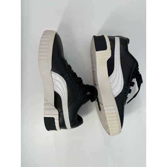 Puma Carina Platform Black Leather Sneakers Toddler Girl’s US Size 12C - Picture 6 of 8